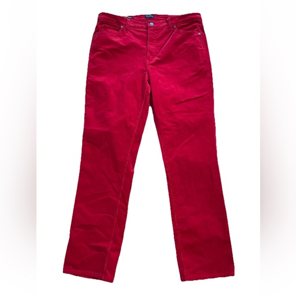 Talbots ladies size 14 cotton stretch straight leg pants Red corduroy 5 pocket - Picture 1 of 11
